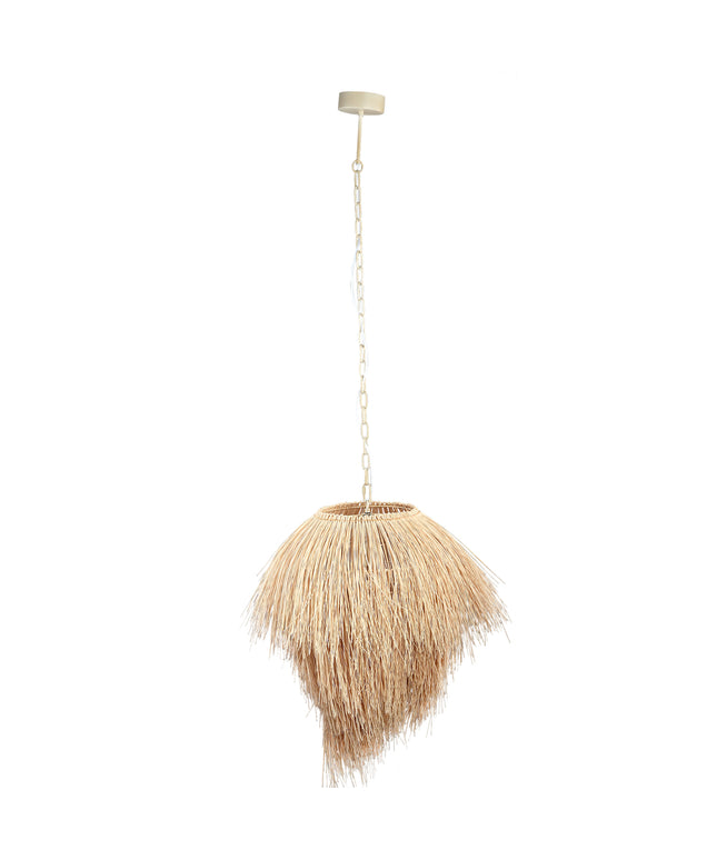 Aisling Pink rattan hanging lamp drop shape