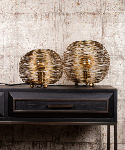 Andres Gold iron table lamp round wired design S