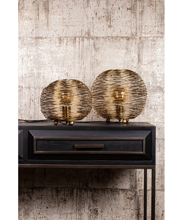 Andres Gold iron table lamp round wired design S