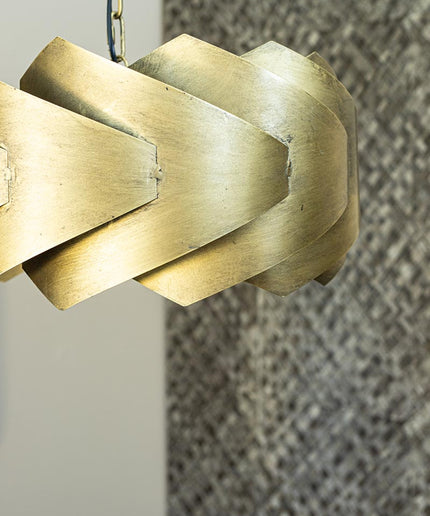 Arix Gold metal hanging lamp round layered shade