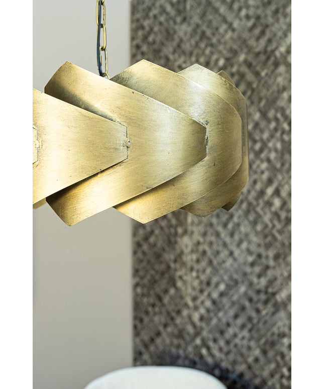Arix Gold metal hanging lamp round layered shade