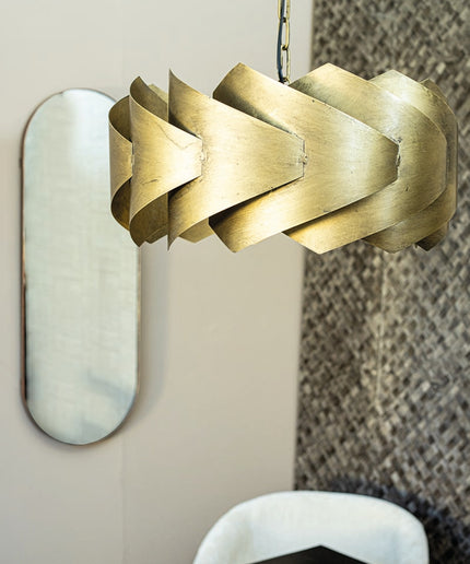 Arix Gold metal hanging lamp round layered shade
