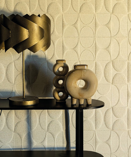 Arix Gold metal table lamp round layered shade