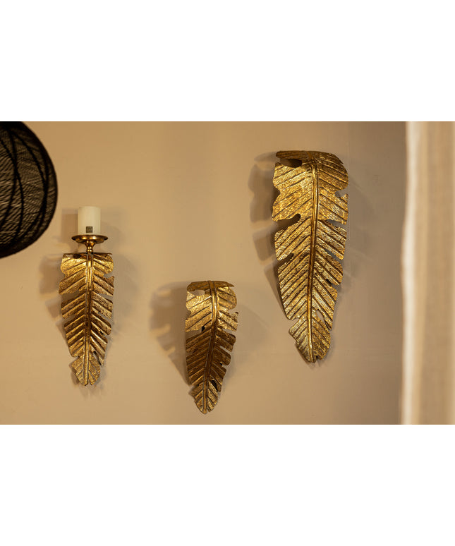Asis Gold iron lamp wall leaf shape small