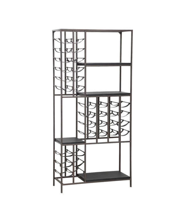 Bas Black metal wood open wine cabinet