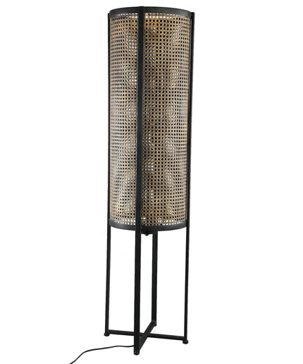 Bayu Black iron floorlamp with bamboo round