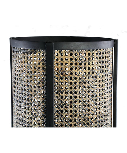 Bayu Black iron floorlamp with bamboo round