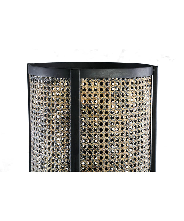 Bayu Black iron floorlamp with bamboo round