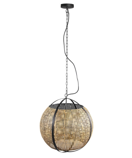 Bayu Black iron hanging bamboo lamp ball shape