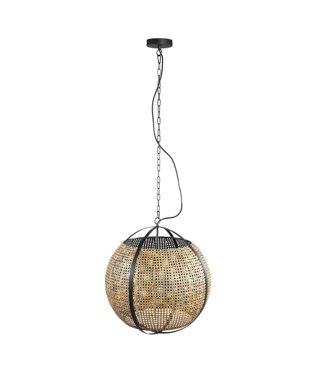 Bayu Black iron hanging bamboo lamp ball shape