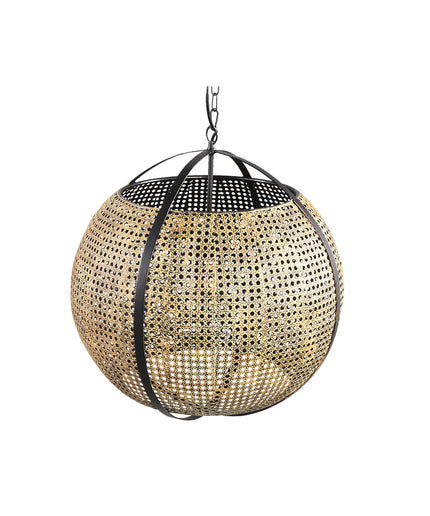 Bayu Black iron hanging bamboo lamp ball shape