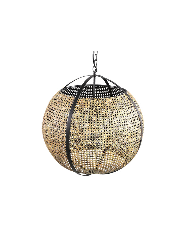 Bayu Black iron hanging bamboo lamp ball shape