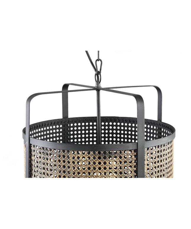 Bayu Black iron hanging lamp with bamboo cilinder