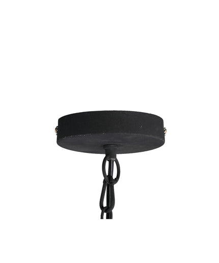 Bayu Black iron hanging lamp with bamboo round L