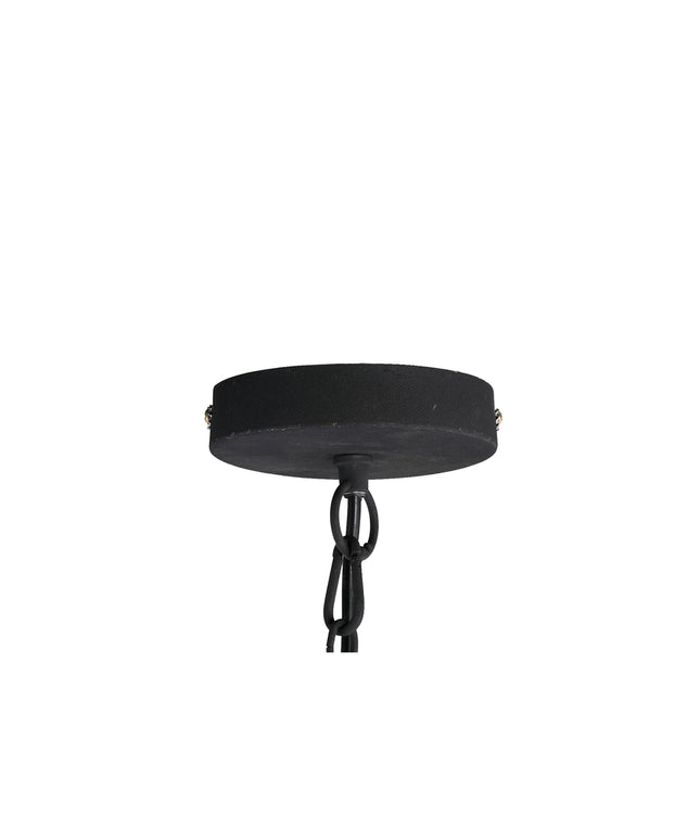 Bayu Black iron hanging lamp with bamboo round L