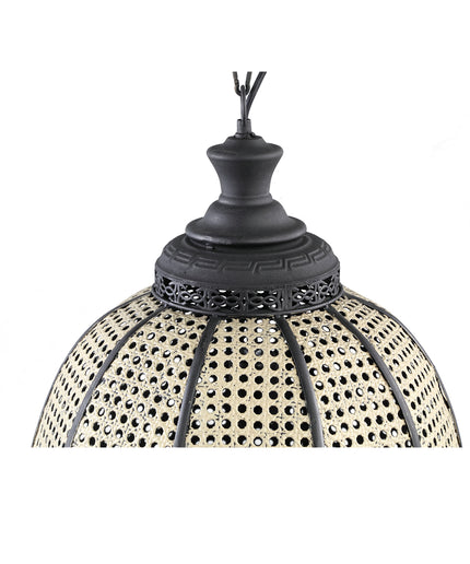 Bayu Black iron hanging lamp with bamboo round L