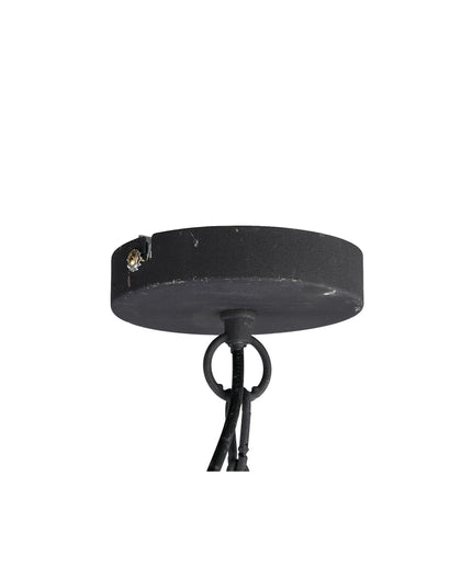 Bayu Black iron hanging lamp with bamboo round S