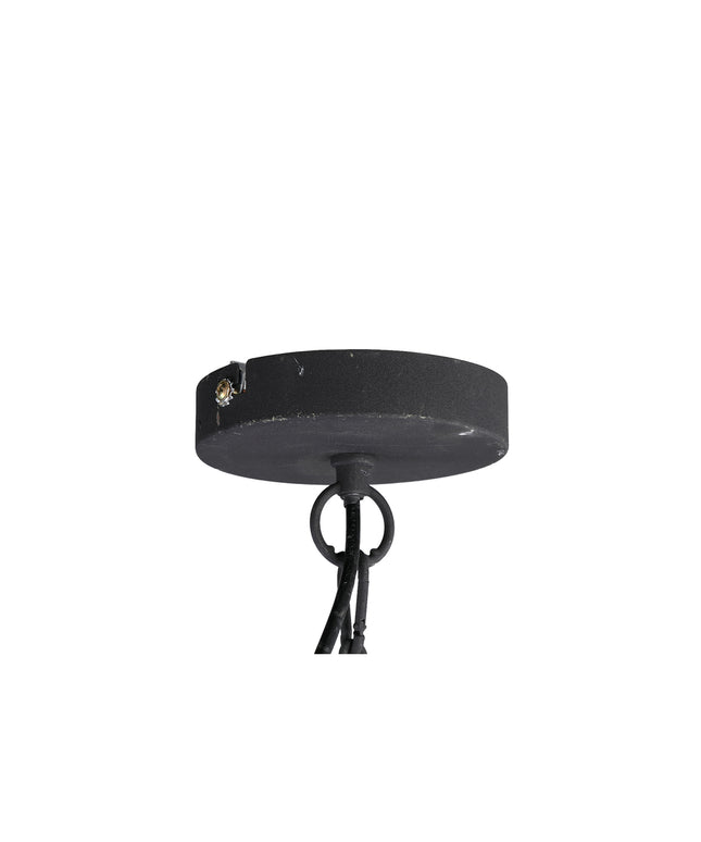 Bayu Black iron hanging lamp with bamboo round S