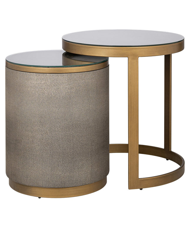 Bijzettafel Bloomville met glas set van 2 (Gold)