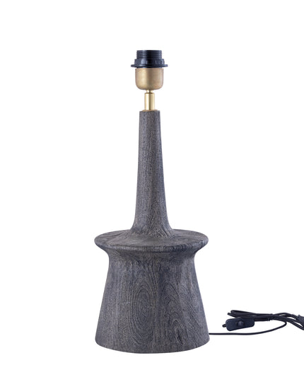 Caelin Grey mango wood table lamp narrow round