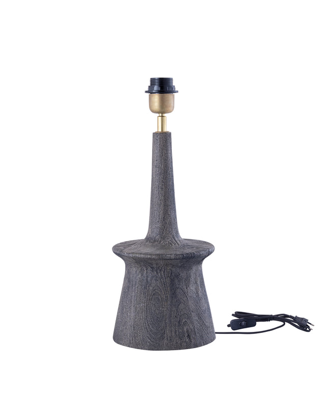Caelin Grey mango wood table lamp narrow round