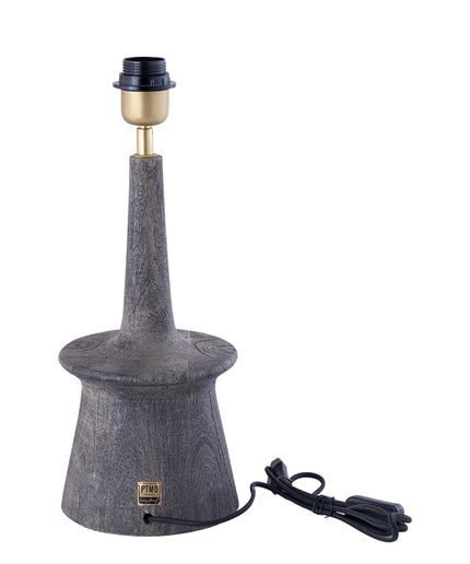 Caelin Grey mango wood table lamp narrow round