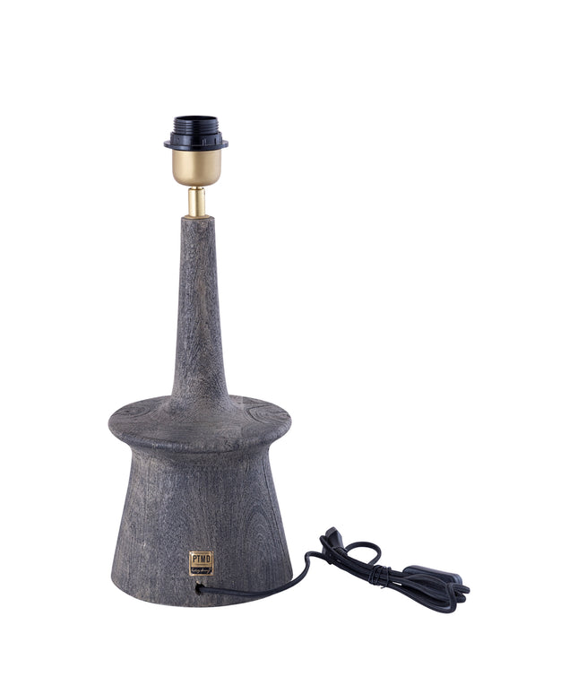 Caelin Grey mango wood table lamp narrow round