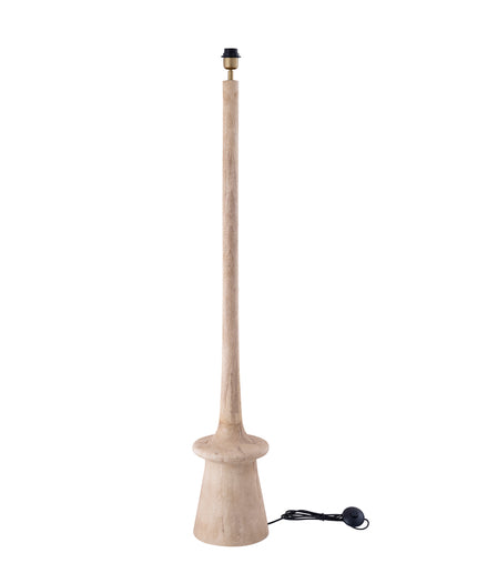 Caelin Natural mango wood floor lamp narrow round