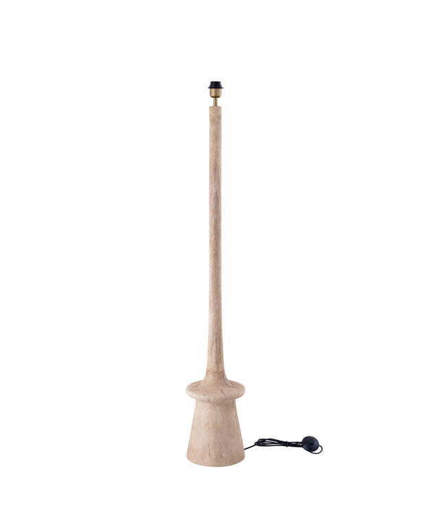 Caelin Natural mango wood floor lamp narrow round