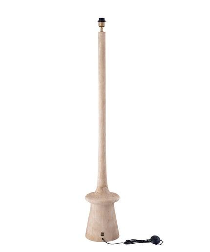 Caelin Natural mango wood floor lamp narrow round