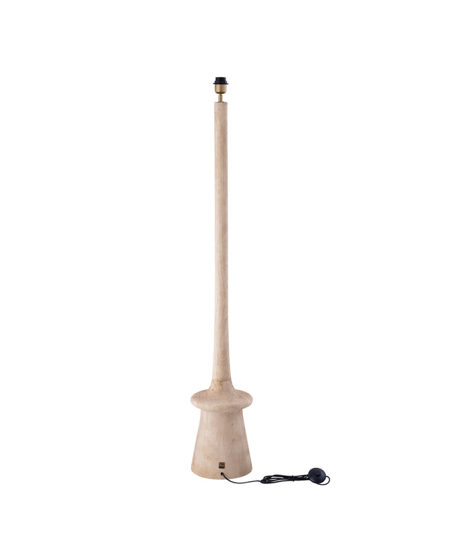 Caelin Natural mango wood floor lamp narrow round