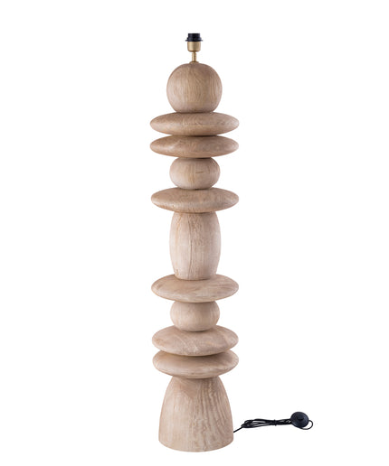 Callain Natural mango wood floor lamp base round