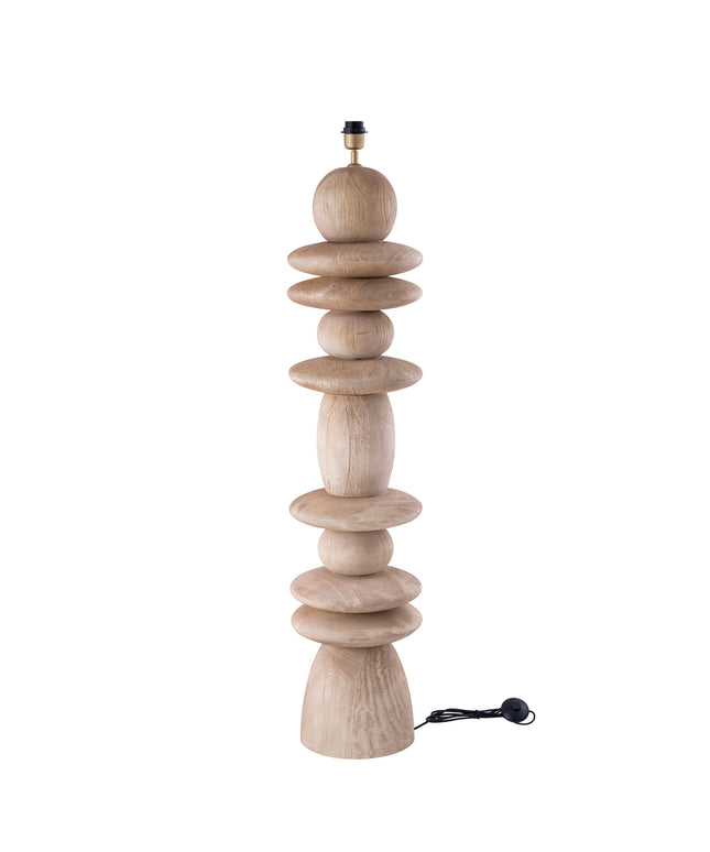 Callain Natural mango wood floor lamp base round