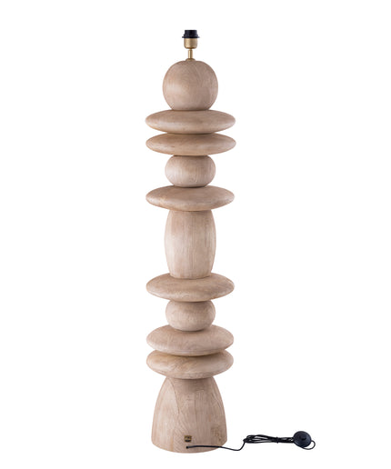 Callain Natural mango wood floor lamp base round