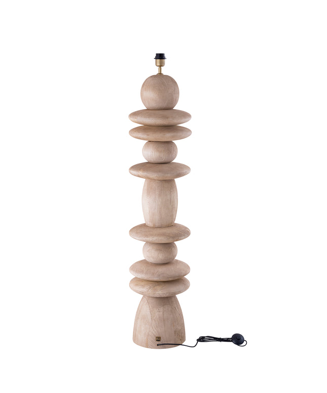 Callain Natural mango wood floor lamp base round