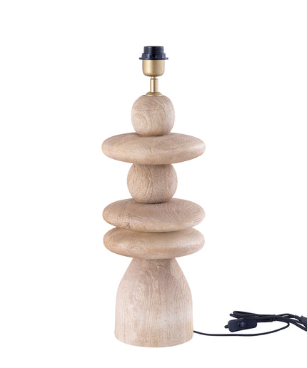 Callain Natural mango wood table lamp base round