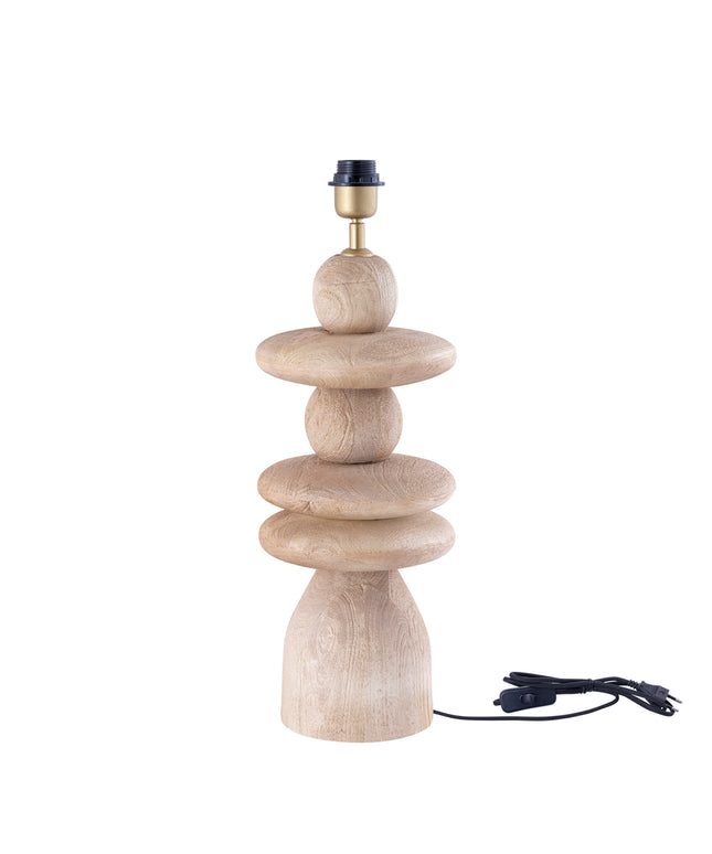 Callain Natural mango wood table lamp base round