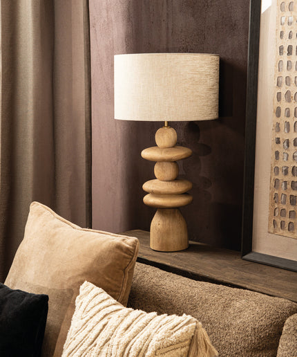 Callain Natural mango wood table lamp base round