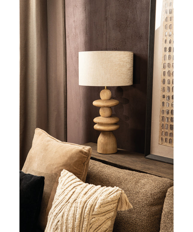 Callain Natural mango wood table lamp base round