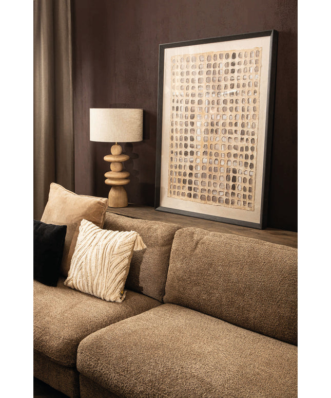 Callain Natural mango wood table lamp base round