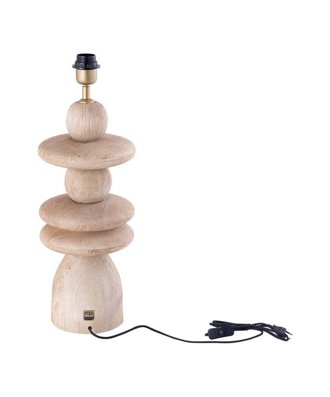 Callain Natural mango wood table lamp base round