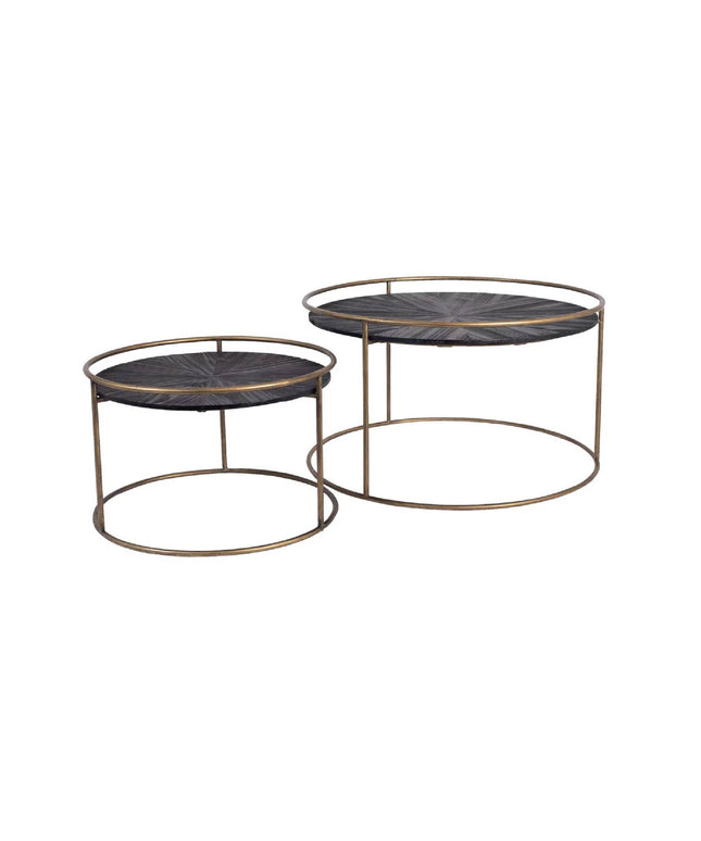 Carry Black Wood coffeetable round gold frame sv2