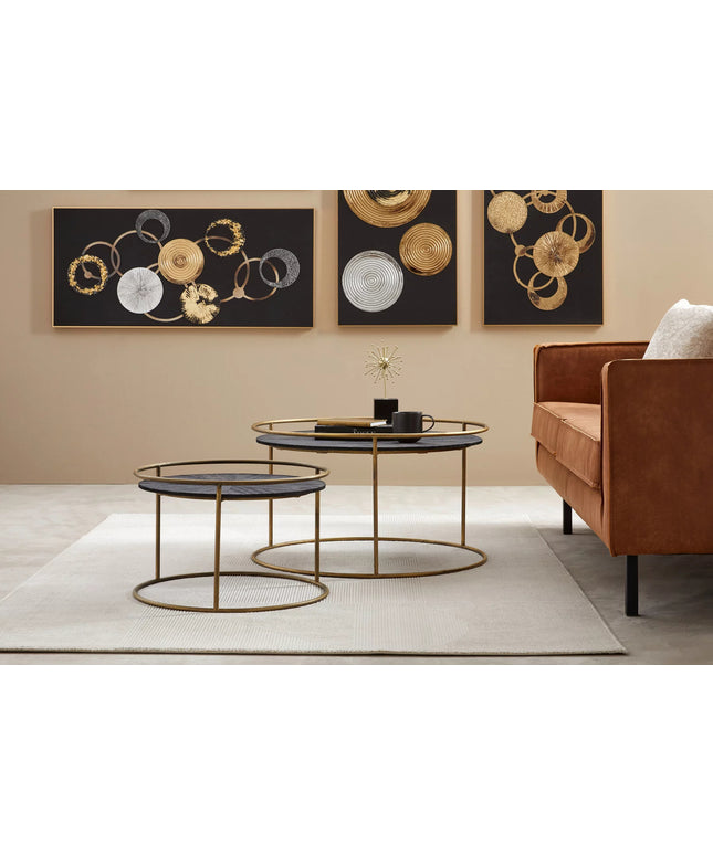 Carry Black Wood coffeetable round gold frame sv2