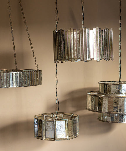 Cenna Brass iron hanging lamp antique round glass