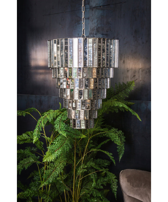 PTMD Ceylin Zilver stalen hanglamp 7 lagen L