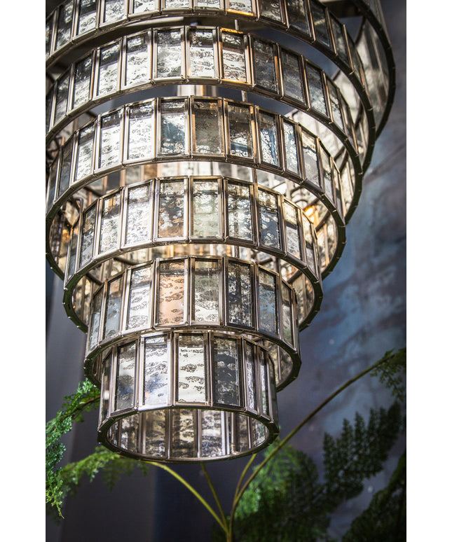 PTMD Ceylin Zilver stalen hanglamp 7 lagen L