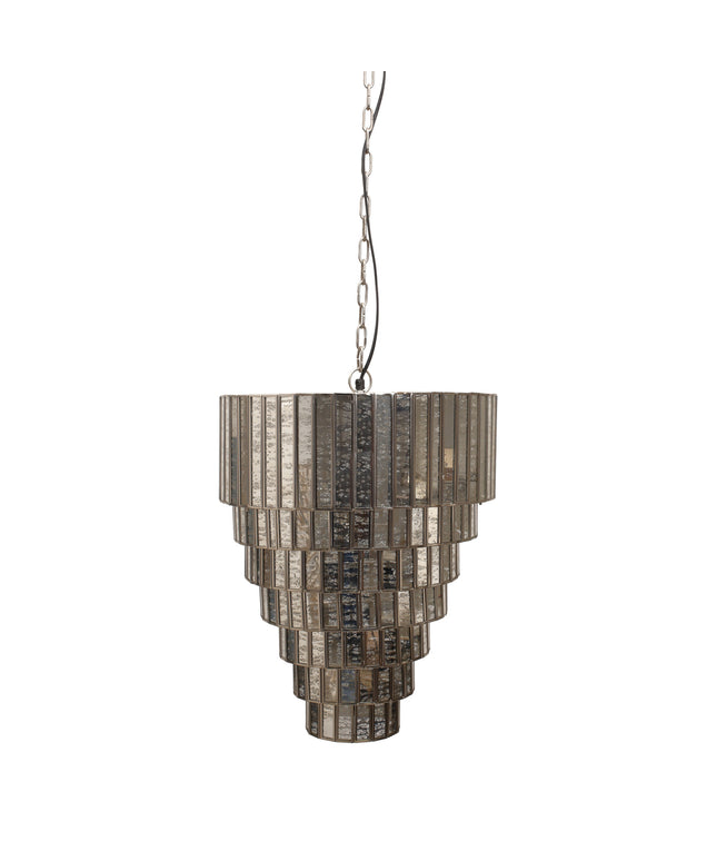 PTMD Ceylin Zilver stalen hanglamp 7 lagen S