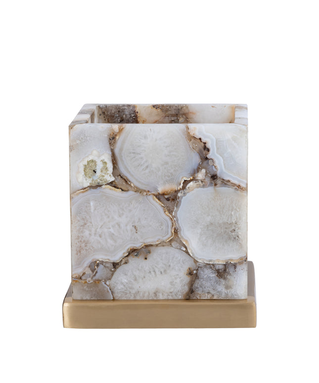 Charlley Gold agate stone table lamp square
