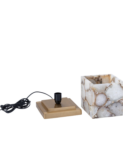 Charlley Gold agate stone table lamp square