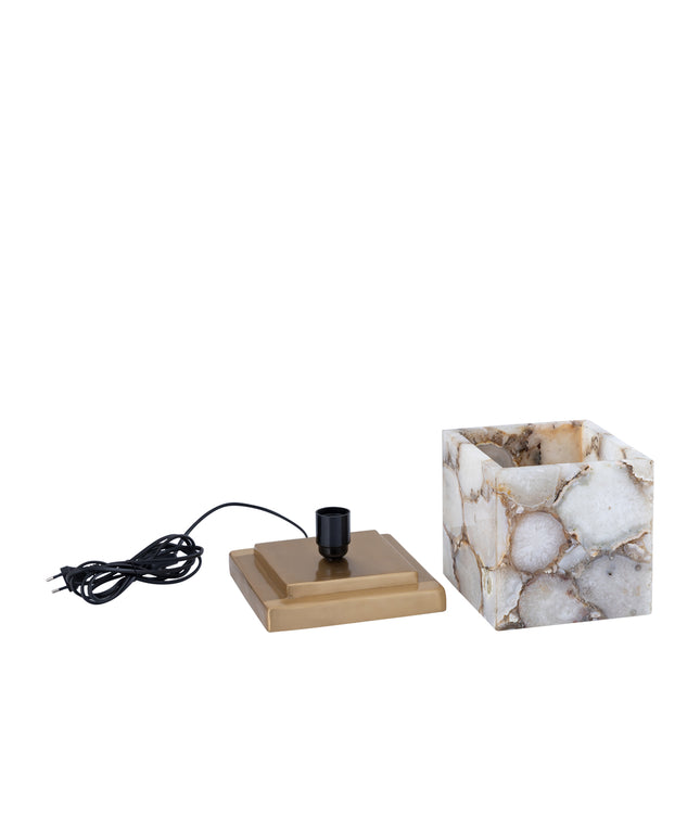 Charlley Gold agate stone table lamp square